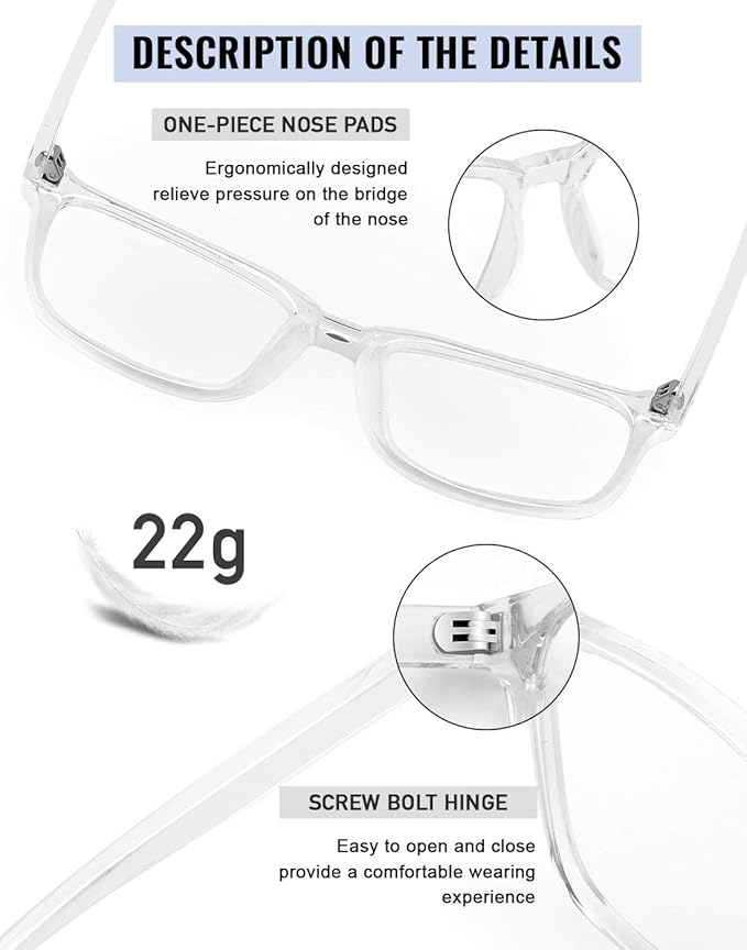 TEAPLMTT Blue Light Blocking Glasses Oversized Square Computer Glasses Anti Blue Light for Women Men