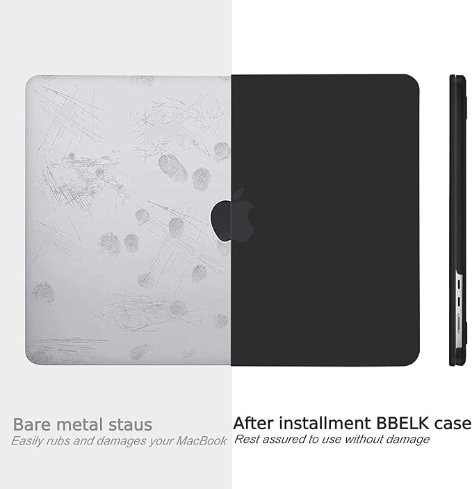 B BELK Compatible with MacBook Air 13.6 inch Case M5 2026 2025 2024 2023 2022 M4 M3 M2 A3449 A3240 A3113 A2681 Liquid Retina Display, Plastic Hard Shell Case+Keyboard Cover+Screen Protector, Black