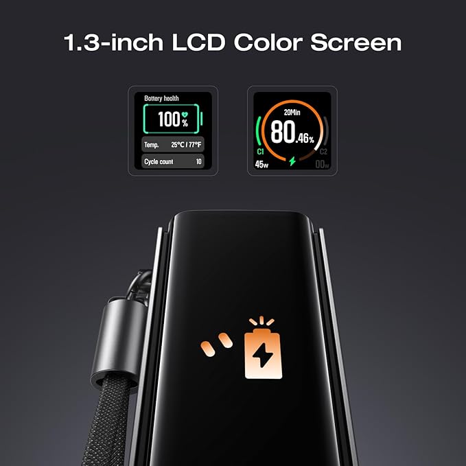 EF ECOFLOW RAPID Pro Power Bank with 65W Wall Plug, 10,000mAh 3-in-1 Portable Charger with Built-in USB-C Cable, 45W Fast Recharging, Travel Essentials for iPhone 17/16 Series, Galaxy, Laptops, and More