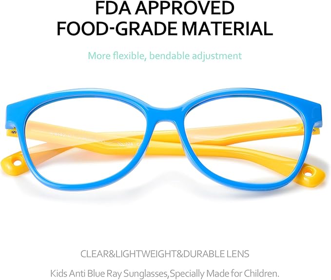 Blue Light Glasses for Kids Girls Boys with Cute Car Case, UV400 Protection, Anti Blue Ray Age3-12