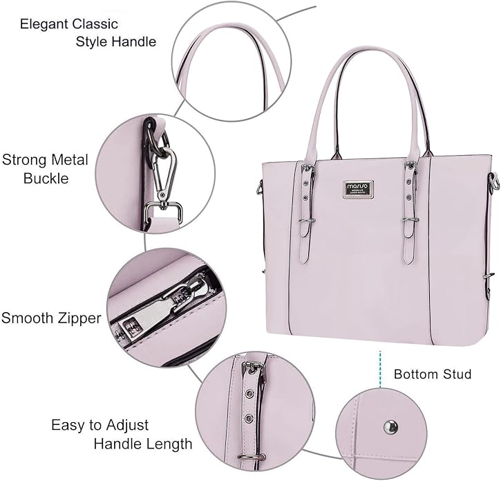 MOSISO Laptop Bag for Women, Waterproof Vintage PU Leather Briefcase Shoulder Computer Laptop Tote Bag for Office Work