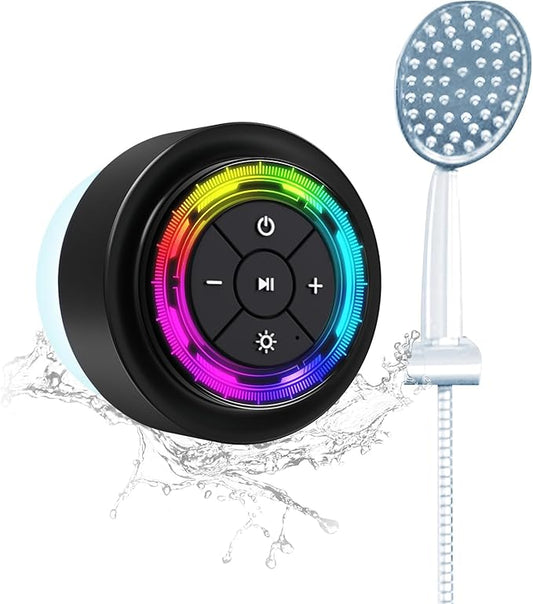 XLeader Pro Bluetooth Shower Speaker (Upgraded) Certified IPX7 Waterproof, 8W Crystal Sound&Rich Bass, 15H Playtime, with RGB Lights, Suction Cup, Silicone Lanyard, Ideal Gifts, SoundAngel Mate(2 Gen)