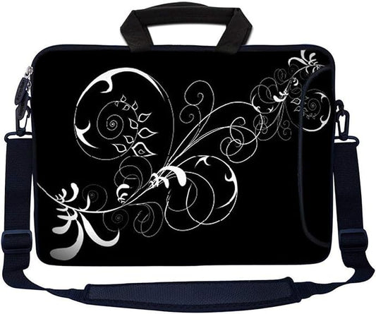 Laptop Skin Shop 15.6 inch Laptop Sleeve Bag Notebook with Extra Side Pocket, Soft Carrying Handle & Removable Shoulder Strap for 14" 15" 15.4" 15.6" Apple MacBook Air, GW, Acer, Aspire Asus, Dell,