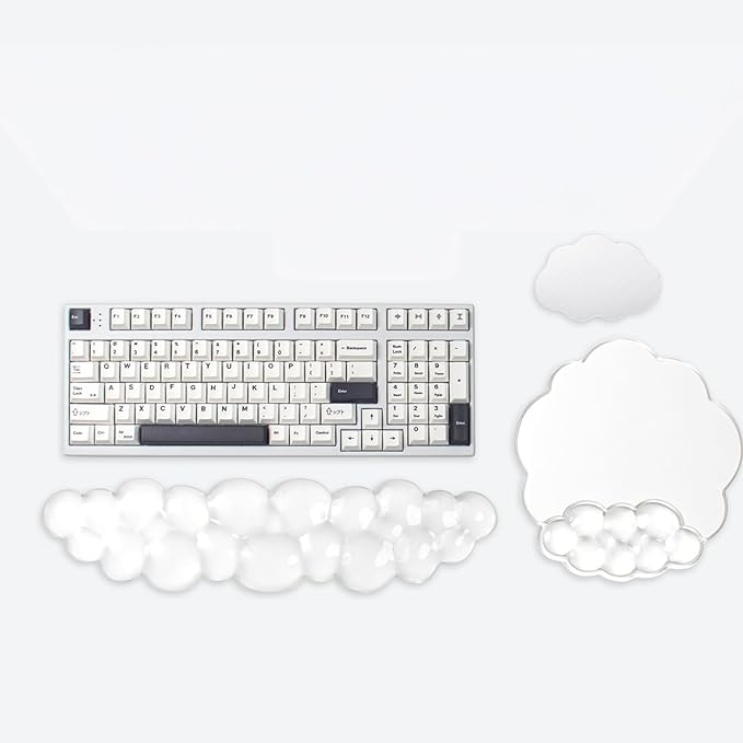 Cloud Wrist Rest for Keyboard and Mouse Set - Erogonomic Mouse Pad with Wrist Rest Support and Coaster for Computer/Office/Home