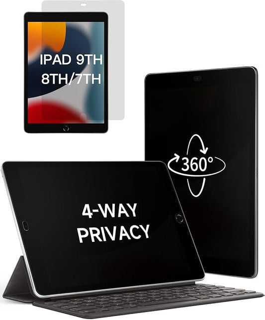 IPROKKO 360° Privacy Screen Protector for iPad 9/8/7 Generation 10.2 inch (2021/2020/2019),4 Way Matte Anti Spy Glare Blue Light 10.2in Tablet Screen Protector Filter [Compatible with Apple Pencil & Face ID, Case Friendly]