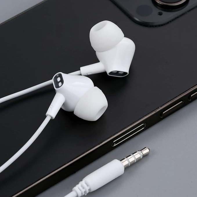 Wired Earbuds Headphones for School with Microphone Noise Isolating Stereo Bass in-Ear Earphones – for Smartphones, Tablets, Schools, Ipads, Multiuse - 3.5mm Plug in Audio Jack - White