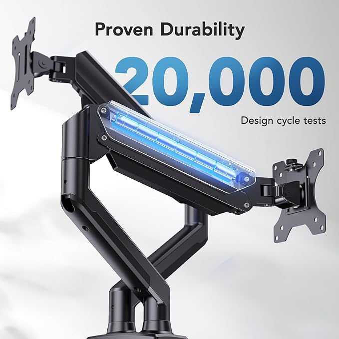 HUANUO Dual Monitor Mount for 2 Monitors up to 30 inches, Each Arm Holds Max 22lbs, Dual Monitor Stand with Advanced System, Height-Adjustable/Tilt/Swivel/Rotate, VESA Standard 75mm or 100mm