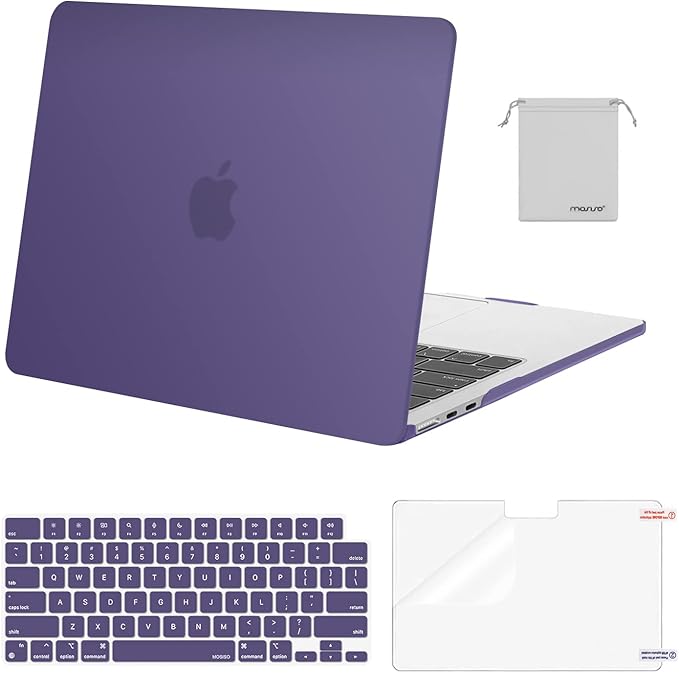 MOSISO Compatible with MacBook Air 13 inch Case M5 2026 M4 2025 M3 M2 2024-2022 A3449 A3240 A3113 A2681,Hard Shell&Keyboard Cover&Screen Film&Pouch for MacBook Air 13.6 inch Case, Imperial Purple