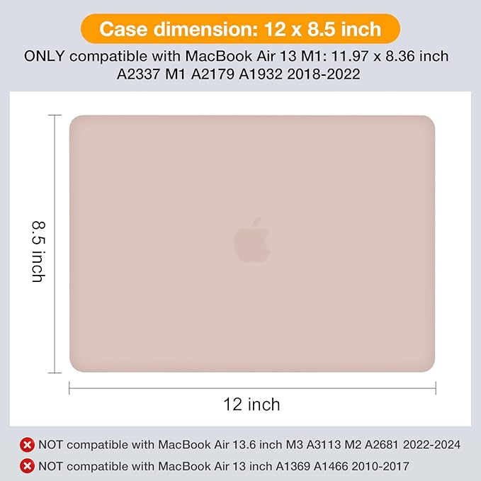 MOSISO Compatible with MacBook Air 13 inch Case M1 Chip 2021-2018 Release A2337 A2179 A1932, Plastic Hard Shell&Keyboard Cover&Screen Film&Storage Bag for MacBook Air 13.3 inch Case, Camel