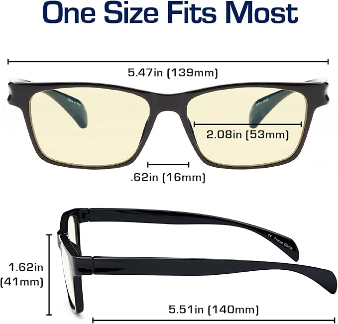 Gamma Ray Computer Blue Light Blocking Gaming Glasses w/Amber Tint and Anti Glare UV Digital Eyestrain