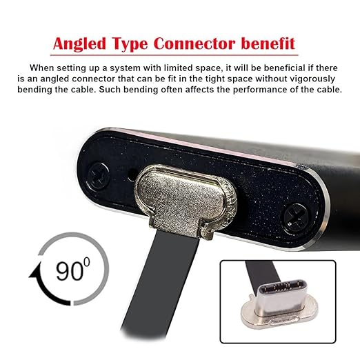chenyang 0.23FT USB C Short Flat Cable, USB 2.0 Type C Dual 90 Degree Angled PD 65W Fast Charge Data Extension Cable