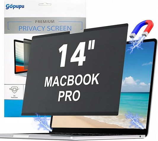 Magnetic Privacy Screen Protector MacBook Pro 14 Inch 2021-2026 M1 M2 M3 M4 M5 Pro Max Anti-Blue Light Anti-Scratch Anti-Glare Eye Protection Removable Laptop Screen Filter Privacy Shield A3401 A3434
