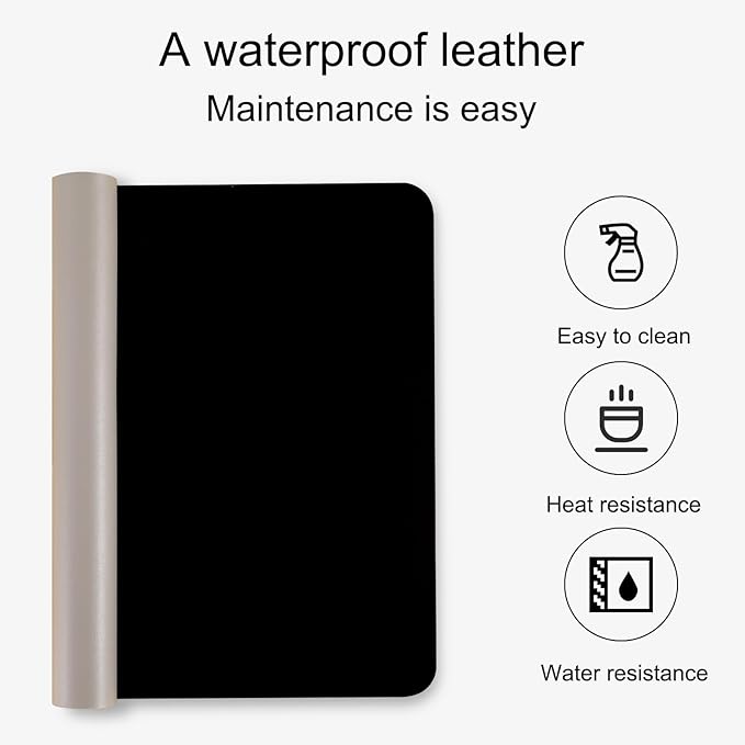 Non-Slip Desk Pad,Desk mat,Waterproof PU Leather Desk Pad,Laptop Desk Writing Pad for Office and Home (Black, 23.6" x 13.7")