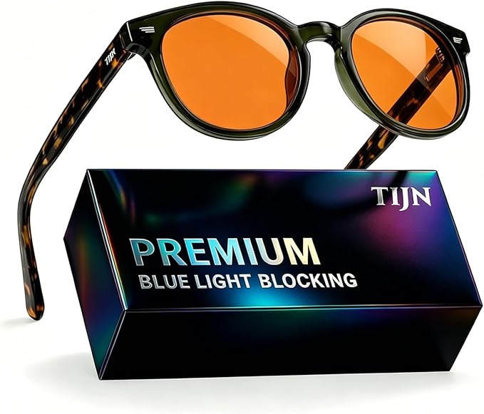TIJN Blue Light Blocking Glasses Men Women Vintage Thick Round Rim Frame Eyeglasses