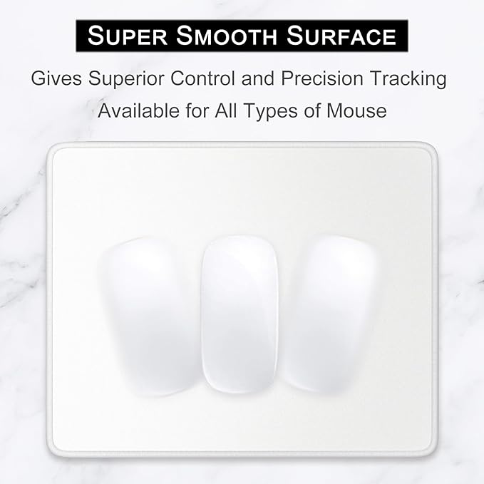 Hsurbtra Mouse Pad, Premium-Textured Square Mousepad 10.2 x 8.3 Inch, Stitched Edge Anti-Slip Waterproof Rubber Pretty Cute Computer Mat for Office Gaming Laptop Women Kids Ivory White