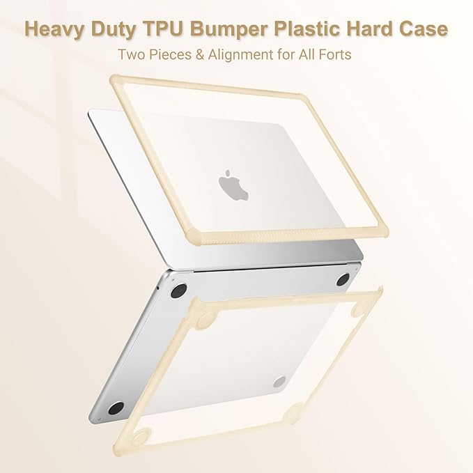 MOSISO Compatible with MacBook Air 13 inch Case M5 2026 M4 2025 M3 M2 2024-2022 A3449 A3240 A3113 A2681,3 in 1 Kit Crack-Resistant Heavy Duty Protective Plastic Hard Case with TPU Bumper, Apricot
