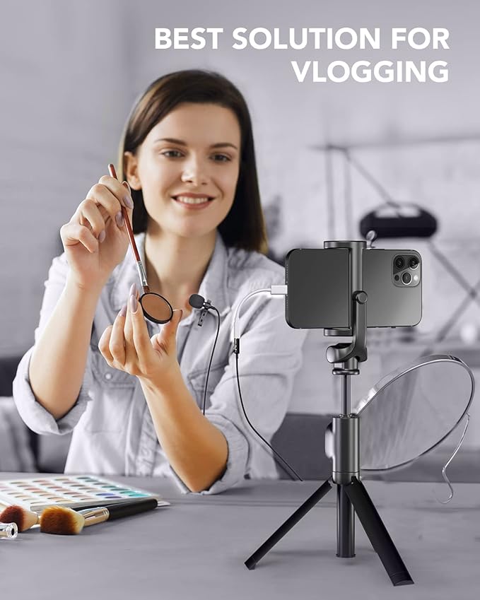PoP voice Professional Lavalier Lapel Microphone Omnidirectional Condenser Mic for iPhone Android Smartphone,Recording Mic for Youtube,Interview,Video