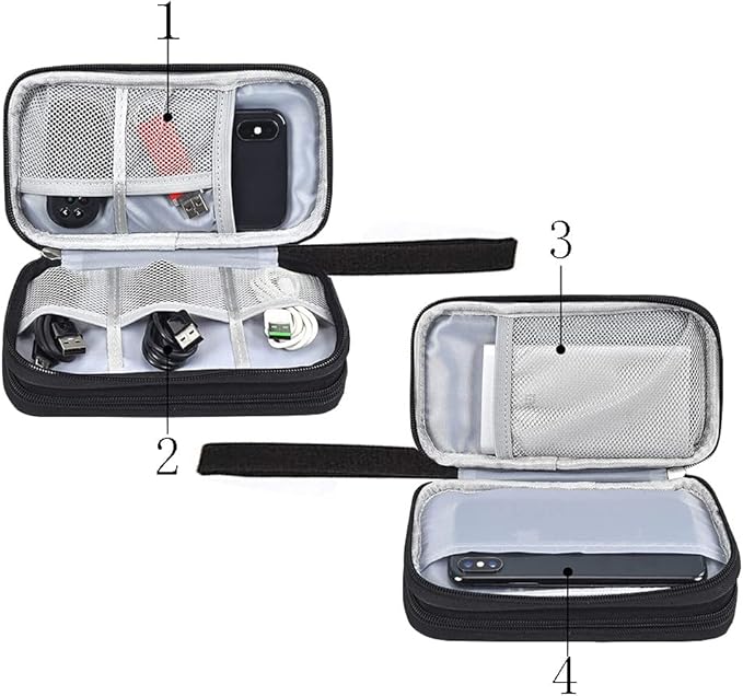 Electronics Accessories Organizer Bag, Portable Tech Gear Phone Accessories Storage Carrying Travel Case Bag for Charger USB Cables SD Memory Cards Earphone Flash Hard Drive – Black