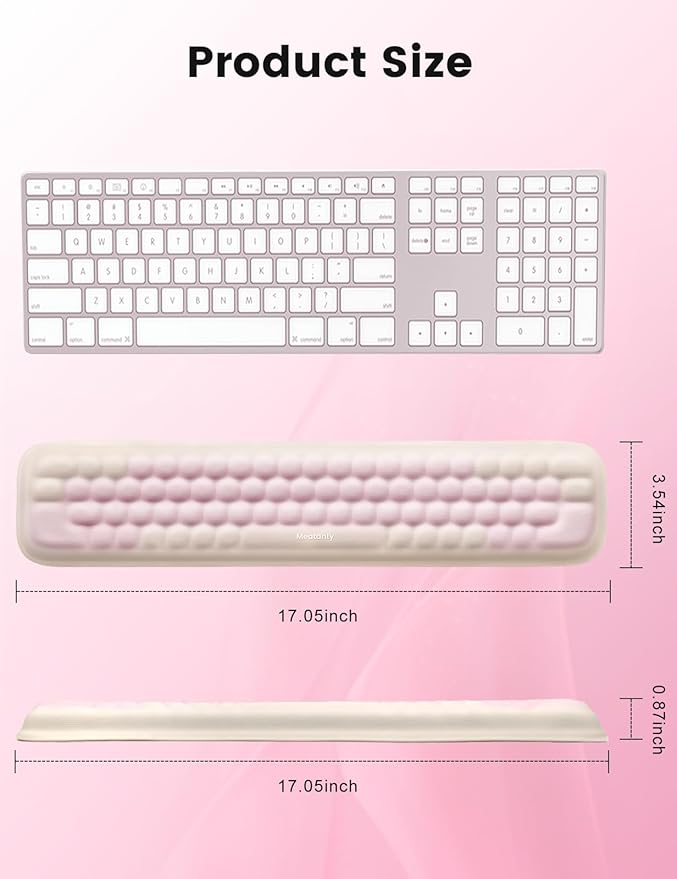 Meatanty Keyboard Wrist Rest, Ergonomic Keypad Support, Soft Memory Foam Hand Rest Pad for Typing Comfort, Computer Desk Accessories Hand Palm Pain Relief, Laptop Office Home School Women Girl Cute
