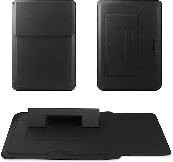 HoYiXi 14 Inch Laptop Sleeve Case Leather Bag with Stand Compatible with Mac Pro 14 2021/ASUS Vivobook 14/HP Pavilion X360/IdeaPad 14/Dell HP ASUS Acer Huawei Matebook 14'' PC, Black