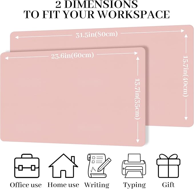 Leather Desk Pad Mat, Pink Computer Desk Mat Non-Slip, PU Large Mouse Pad for Desk, 31.5" x 15.7" Mouse Pad Waterproof Keyboard Mat for Office/Home/Decor
