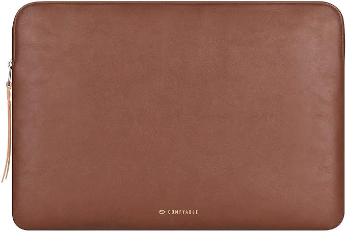 Comfyable Slim Laptop Sleeve Compatible with 13 Inch MacBook Air 13 in M5 M4 M3 M2, 13" MacBook Pro/Neo, PU Leather Bag Water-Resistant Cover Case, Brown