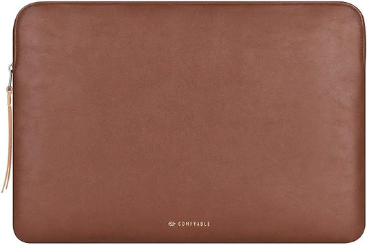 Comfyable Slim Laptop Sleeve Compatible with 13 Inch MacBook Air 13 in M5 M4 M3 M2, 13" MacBook Pro/Neo, PU Leather Bag Water-Resistant Cover Case, Brown