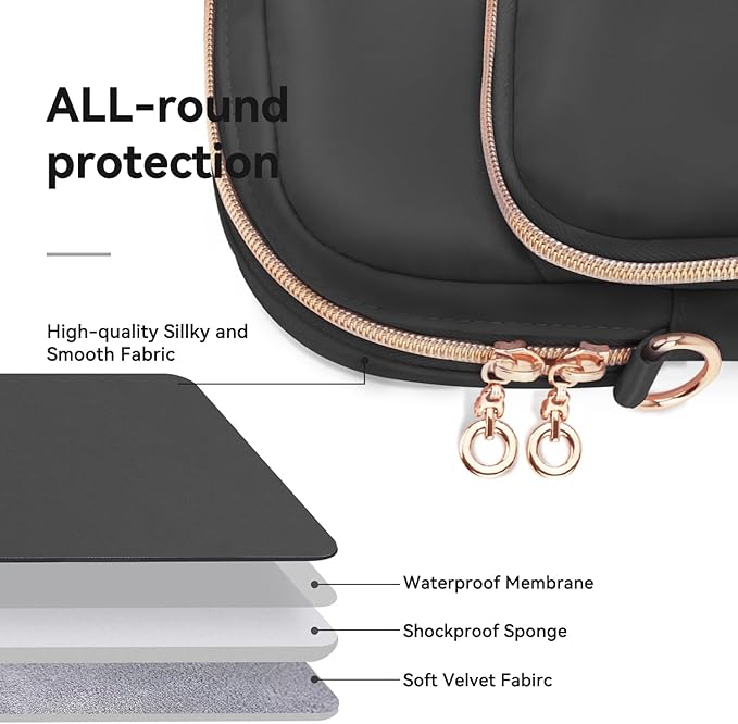 Laptop Case Bag Women Men Computer Sleeve Compatible with MacBook/Dell/HP/Acer/ASUS, Waterproof Shoulder Carrying Briefcase, Black, 14-14.5 Inch