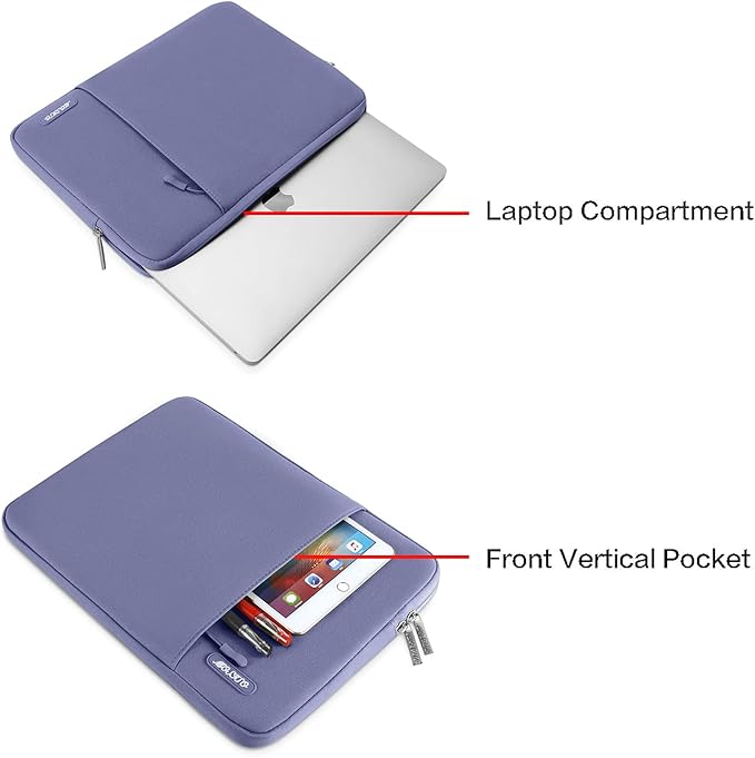 MOSISO Laptop Case 16 inch, 15-15.6 inch Laptop Sleeve Compatible with MacBook Pro 16 M5 M4 M3 M2 M1, HP Acer Dell Lenovo ASUS, Polyester Vertical Computer Sleeve Bag with Pocket, Lavender Gray