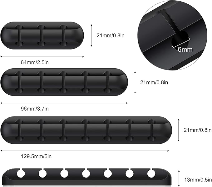 SOULWIT Cable Holder Clips, 3-Pack Cable Management Cord Organizer Clips Silicone Self Adhesive for Desktop USB Charging Cable Nightstand Power Cord Mouse Cable Wire PC Office Home - Image 4