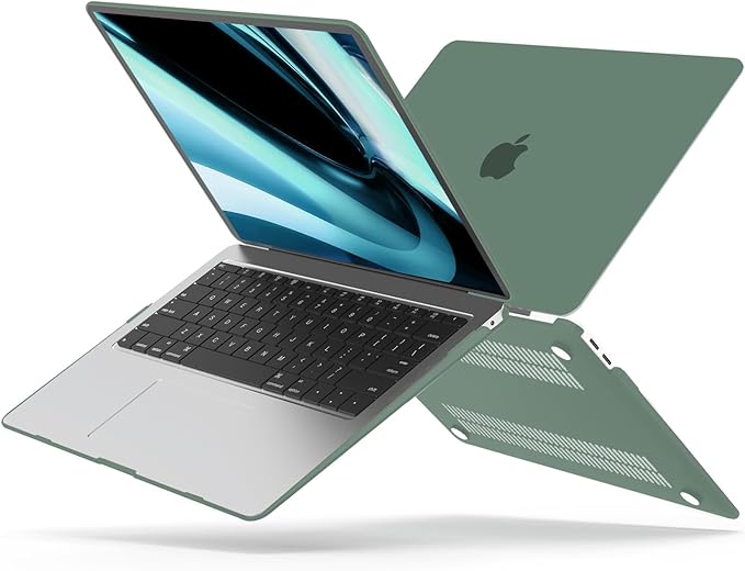 B BELK Compatible with MacBook Air 13 inch Case 2022 2021 2020 2019 2018 A2337 M1 A2179 A1932, Matte Plastic Hard Shell+Keyboard Cover+Screen Protector for MacBook Air 13.3 inch Case, Midnight Green