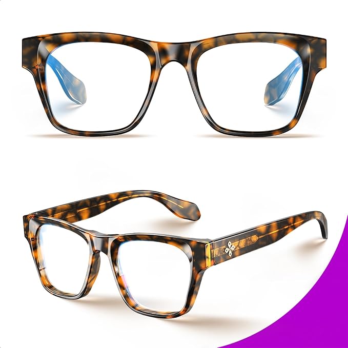 VISOONE Square Blue Light Blocking Glasses TR90 Clear Lens for Women Men BONA