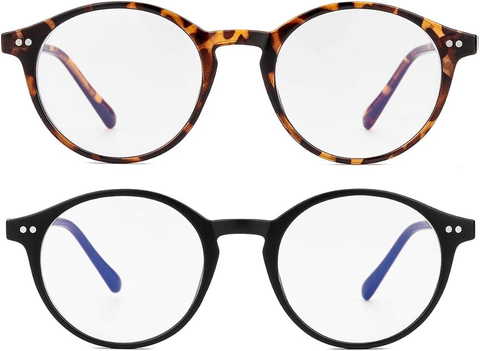 Gleyemor Blue Light Glasses for Men Women, Vintage Round Frame Computer Eyeglasses