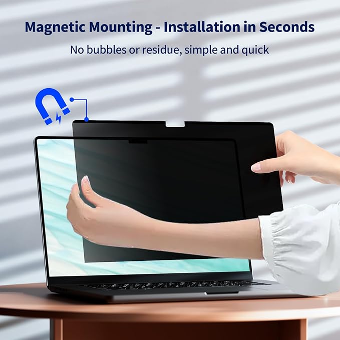 Magnetic Laptop Privacy Screen 13.3 Inch 1920x1200P (16:10), Removable Matte Anti Glare Blue Light Filter - Computer Privacy Shield Not for 13.3" 16:9 Laptop