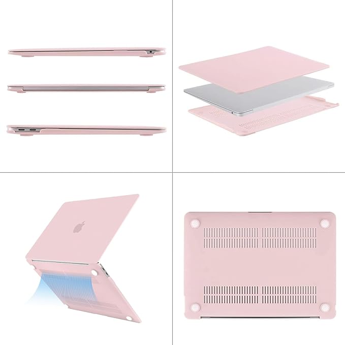 MOSISO Compatible with MacBook Air 13 inch Case M1 Chip 2021-2018 Release A2337 A2179 A1932, Plastic Hard Shell&Keyboard Cover&Screen Film&Storage Bag for MacBook Air 13.3 inch Case, Rose Quartz