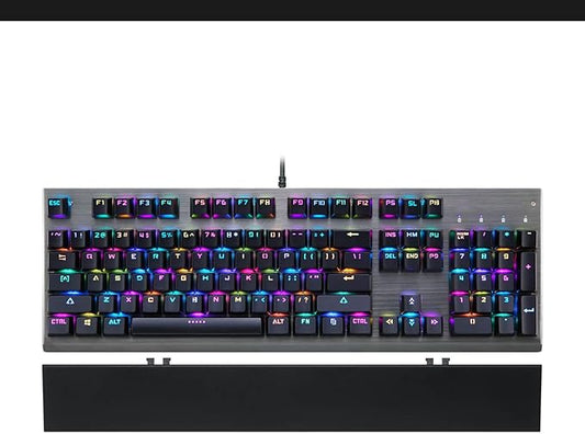 MOTOSPEED CK108 RGB LED Backlit Wired Mechanical Gaming Keyboard, 108 Keys Hot-Swap Mechanical Keyboard w/Aluminum Base, Upgraded Socket and Noise Absorbing Foams, Soft Tactile Blue Switch