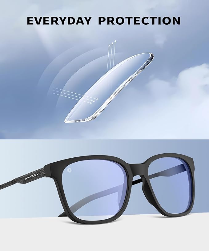 ANYLUV Blue Light Glasses for Men, Lightweight Computer Gaming Glasses, Stylish Anti Eyestrain Blue Light Blocking Men