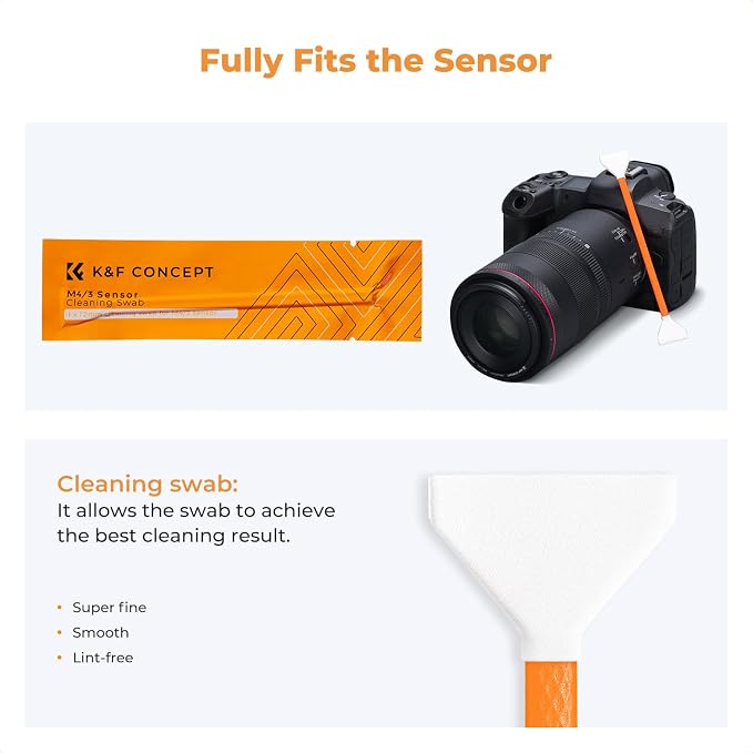 K&F Concept 14pcs Double Tipped 24mm APS Full Frame Sensor Cleaning Swab, DSLR or SLR Digital Camera Cleaning kit and Full Frame Sensor Cleaning Swab - Image 4