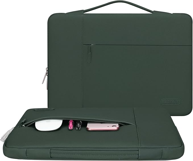 MOSISO Laptop Case 15 inch, 15 inch Laptop Sleeve with Handle Compatible with MacBook Air 15 M4 A3241 M3 A3114 M2 A2941 2025 2024 2023, Dell XPS, Polyester Multifunctional Computer Bag, Midnight Green