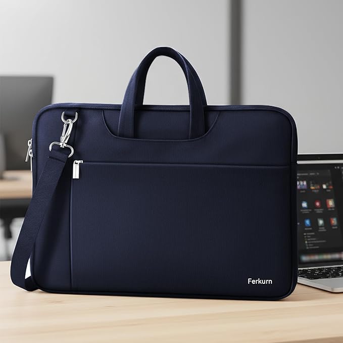 Ferkurn Laptop Case Bag Women Men Computer Sleeve with Shoulder Compatible with HP/Inspiron/Thinkpad/Vivobook/MSI/Surface, 17.3 inch, Blue