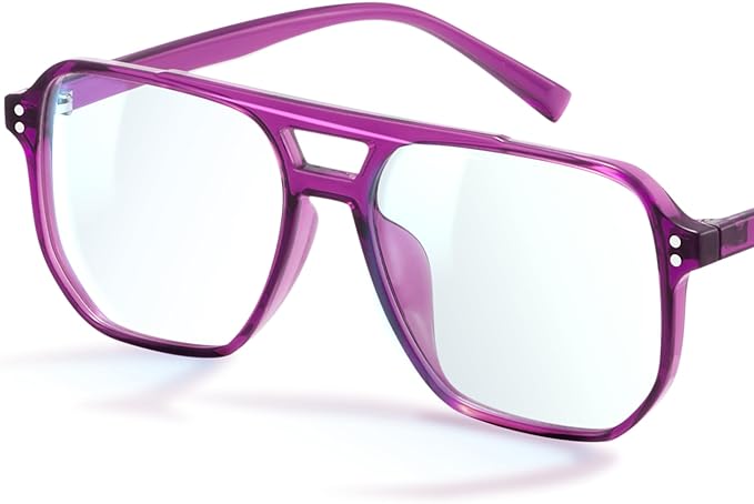 livho Retro Aviator Blue Light Blocking Glasses for Women Men with Soft Case, Trendy Rectangle Computer Eyeglasses