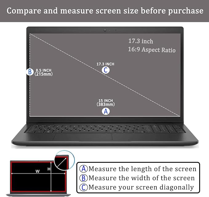 2 Pack 17.3" Laptop Tempered Glass Screen Protector for HP/Dell/Sony/Samsung/Lenovo/Acer/MSI/LG/Razer Blade and Other 17.3 inch Aspect Ratio 16:9 Laptop, 9H Hardness,HD Clear, Anti-Scratch