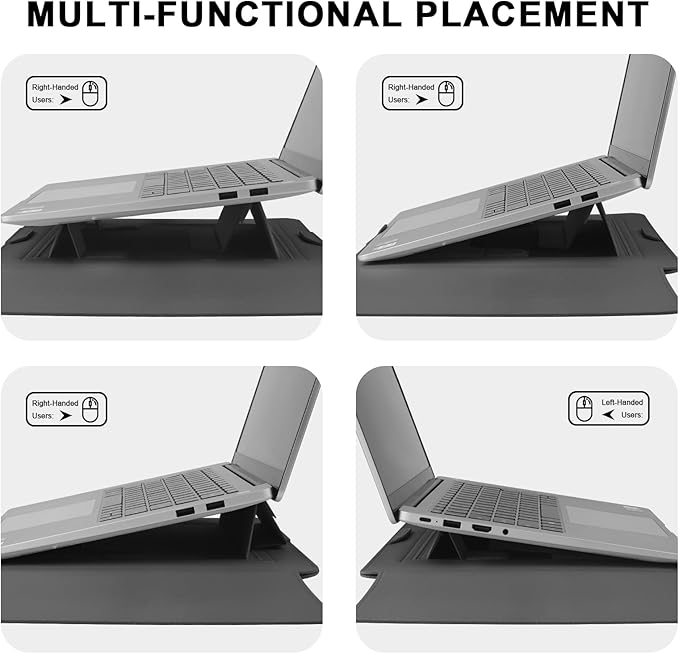 HoYiXi 15.6" Laptop Sleeve Case PU Leather with Stand Compatible with MacBook Pro 16/15.4'' MacBook Pro 15, Mac Air 15/ Dell, Matebook,Asus,15-16'' Laptop Bag,(Patent Pending),Gray