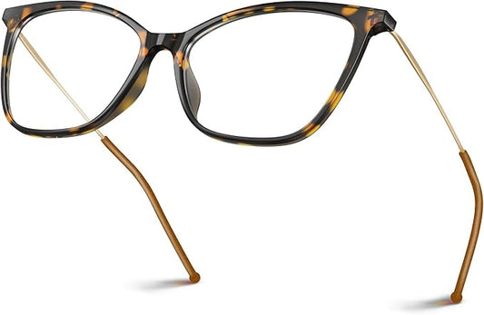 VISOONE Oversized Cat Eye Blue Light Blocking Glasses for Women Large Cute Lightweight Eyeglasses Metal Frame Calina