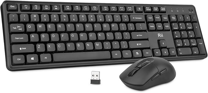 Wireless Keyboard and Mouse,Rii RK209 2.4G Full-Sized Quiet Wireless Ergonomic Keyboard,Quiet Typing and Clicking,Adjustable 5000 DPI Mouse for PC, for Windows,Mac