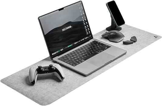 DELTAHUB - Minimalistic Felt Desk Protective Pad, Anti-Fray, Anti-Slip, Easy to Clean, Easy Glide, Long Lasting, Sleek Design, Comfortable, Resistant, Desk Mat, PC, Mac, Laptop - Medium (12x35inch)