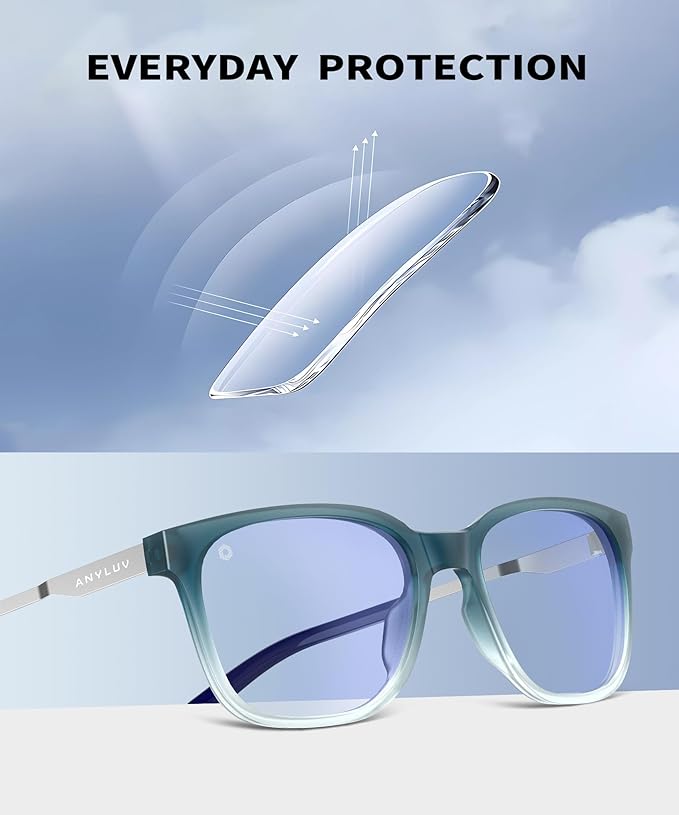 ANYLUV Blue Light Glasses for Men, Lightweight Computer Gaming Glasses, Stylish Anti Eyestrain Blue Light Blocking Men