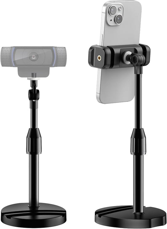 InnoGear Webcam Mount for Desk, Table Telescopic Webcam Stand with Phone Holder for Camera Webcam C922 C930e C920S C920 C615 C960 C920x BRIO 4K NexiGo N60, Right Light, GoPro with 1/4" Thread by InnoGear
