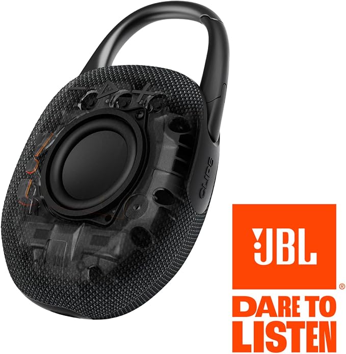 JBL Clip 5 - Ultra-Portable,Waterproof & Dustproof Bluetooth Speaker,Big JBL Pro Sound with punchy bass,Integrated carabiner,Up to 12 Hours of Play,Made in part with recycled materials(Black & Orange)