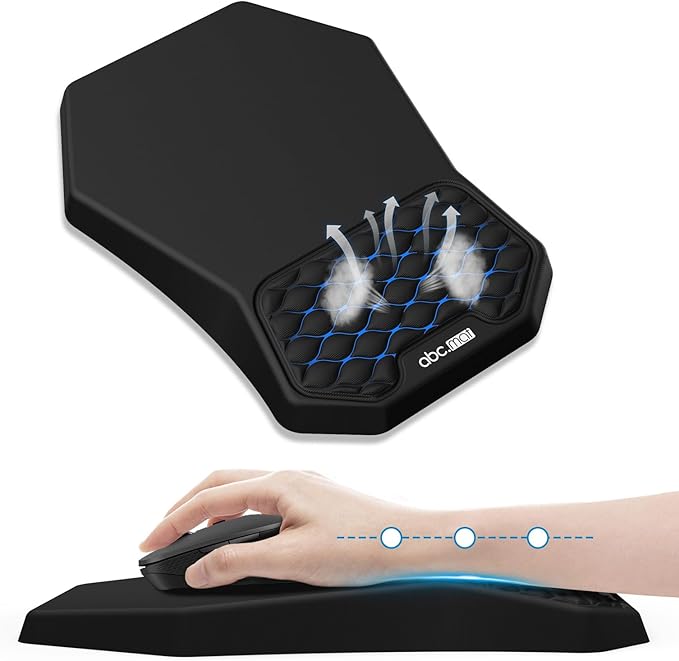 Ergonomic Mouse Pad Wrist Rest Support, Massage Design Surface for Carpal Tunnel Pain Relief, Memory Foam, Non-Slip PU Base for Computer Desk, Black